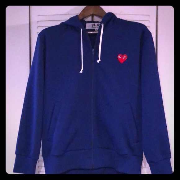 cdg play hoodie blue